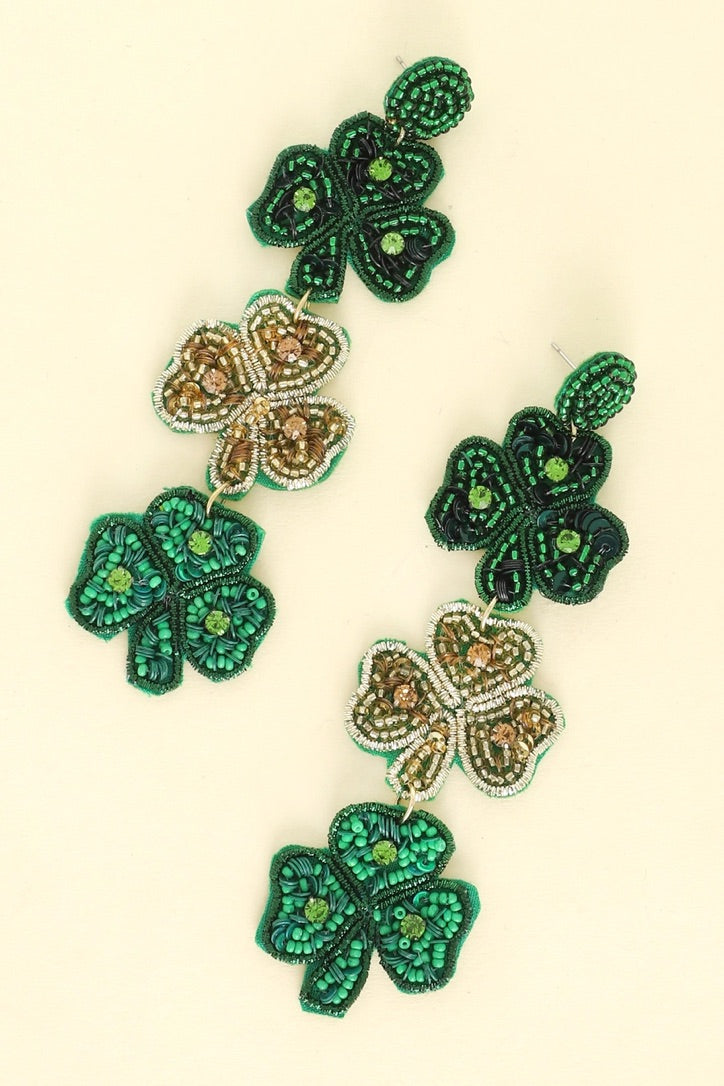 BEADED Triple Shamrocks