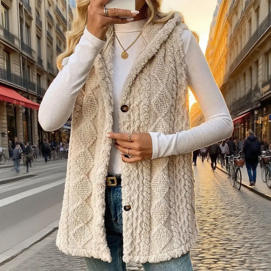 Soft Button Down Cardigan Hooded Vest