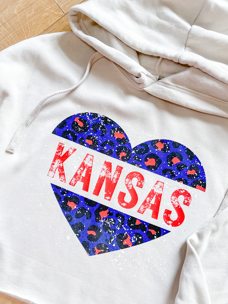 Kansas Leopard Heart Crop Fleece