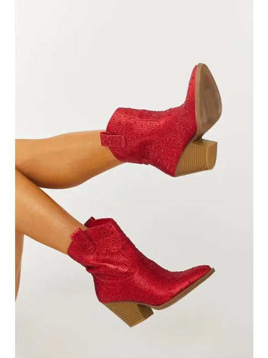 Red Rhinestone Boots