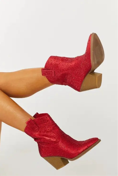 Red Rhinestone Boots