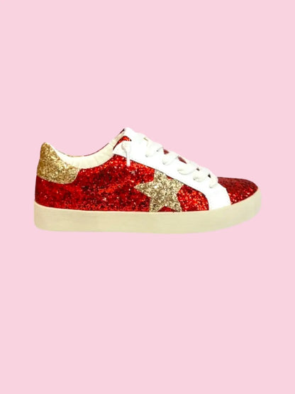 Gold/Red Glitter Sneakers