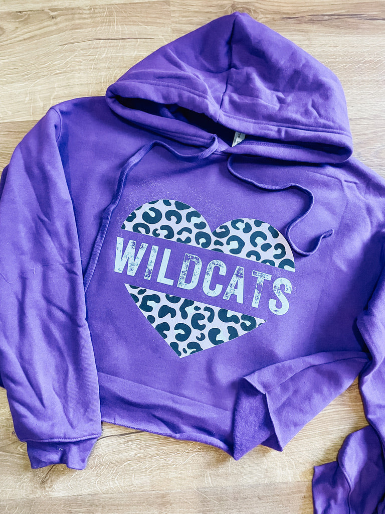 WILDCATS Leopard Heart Crop Hoodie