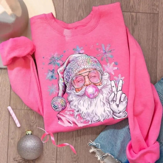 Pink Bubble Gum Santa Fleece