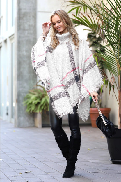 SALE- Plaid Sweater Poncho