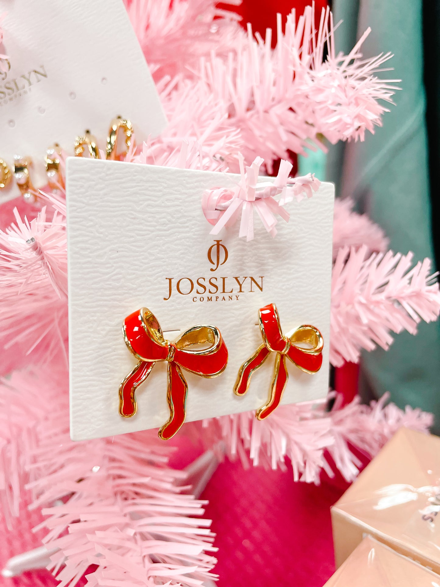 Red & Gold Bow Studs