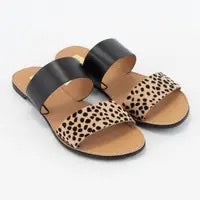 SALE - Black  Leopard Slide Sandals