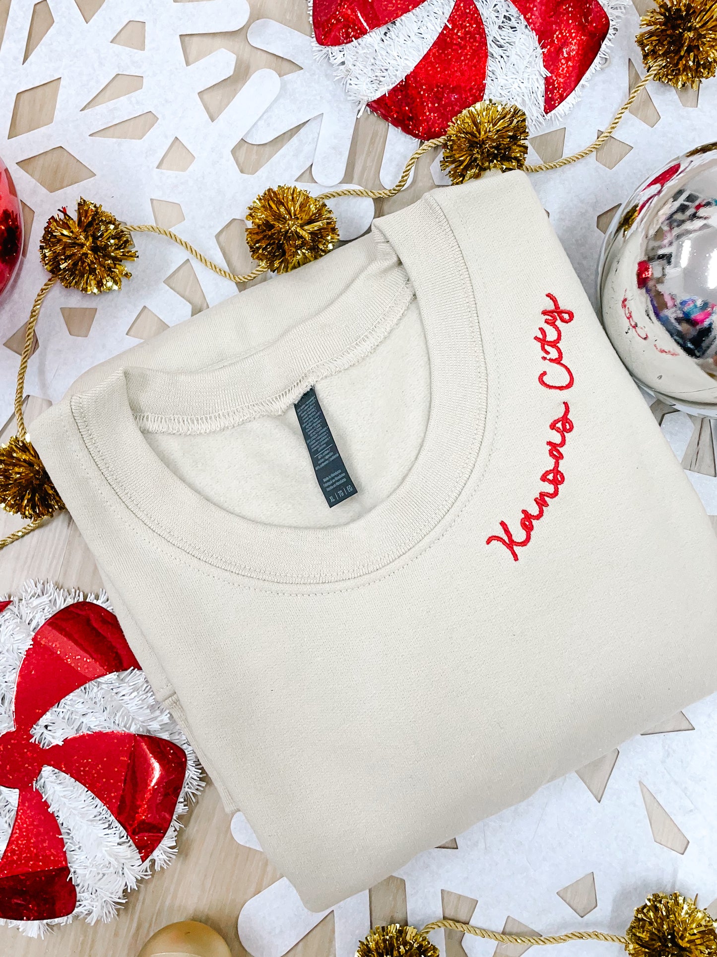 KC Embroidered Neckline Crew