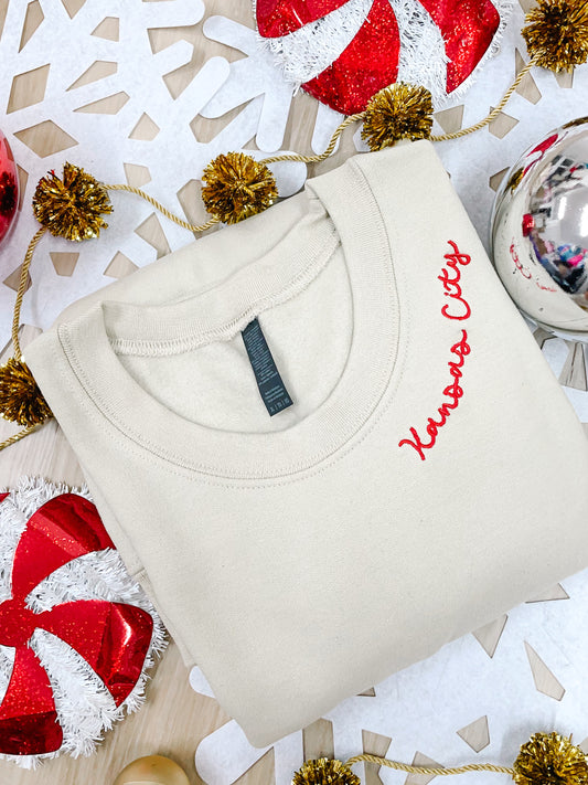 KC Embroidered Neckline Crew