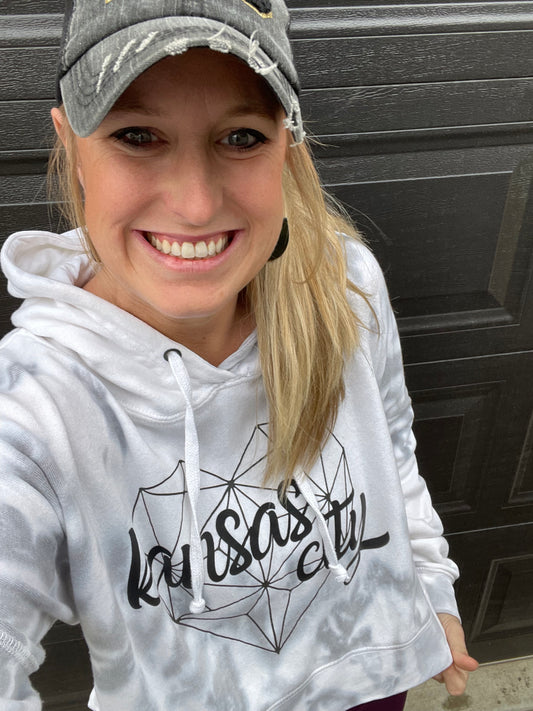 Geometric KC Heart Crop Hoodie