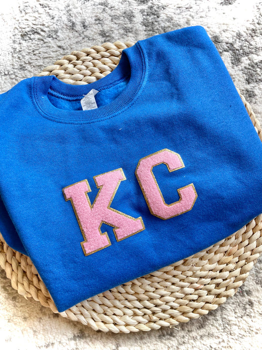 CLOSEOUT-Blue/Pink KC Patch Sweatshirt