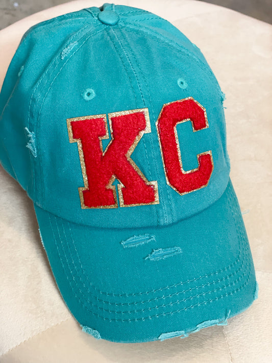 Teal w/Red KC Hat
