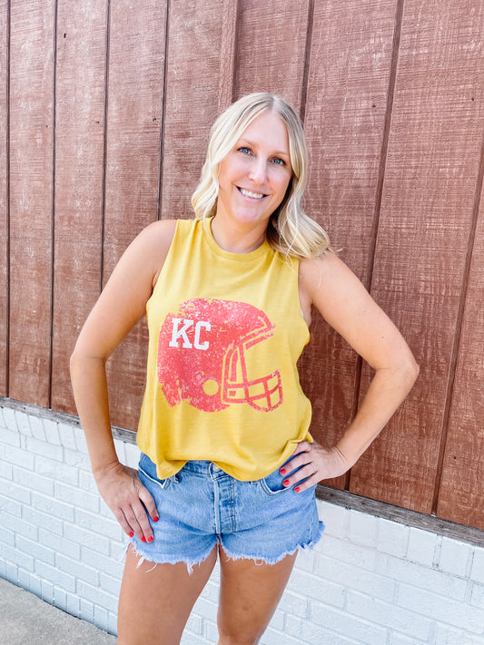 *SALE* Mustard KC Helmet Crop Tank