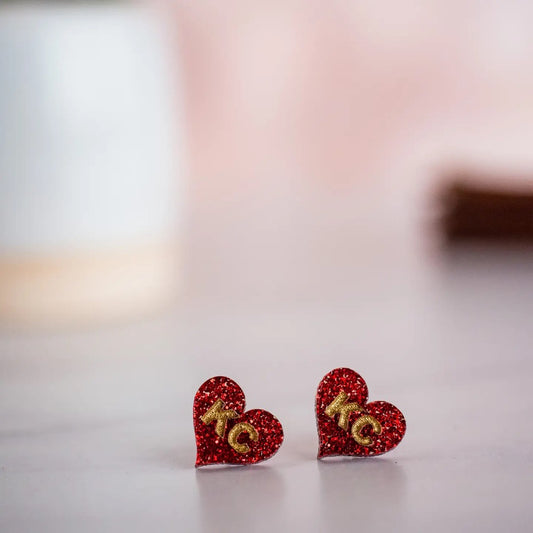 KC Heart Glitter Studs