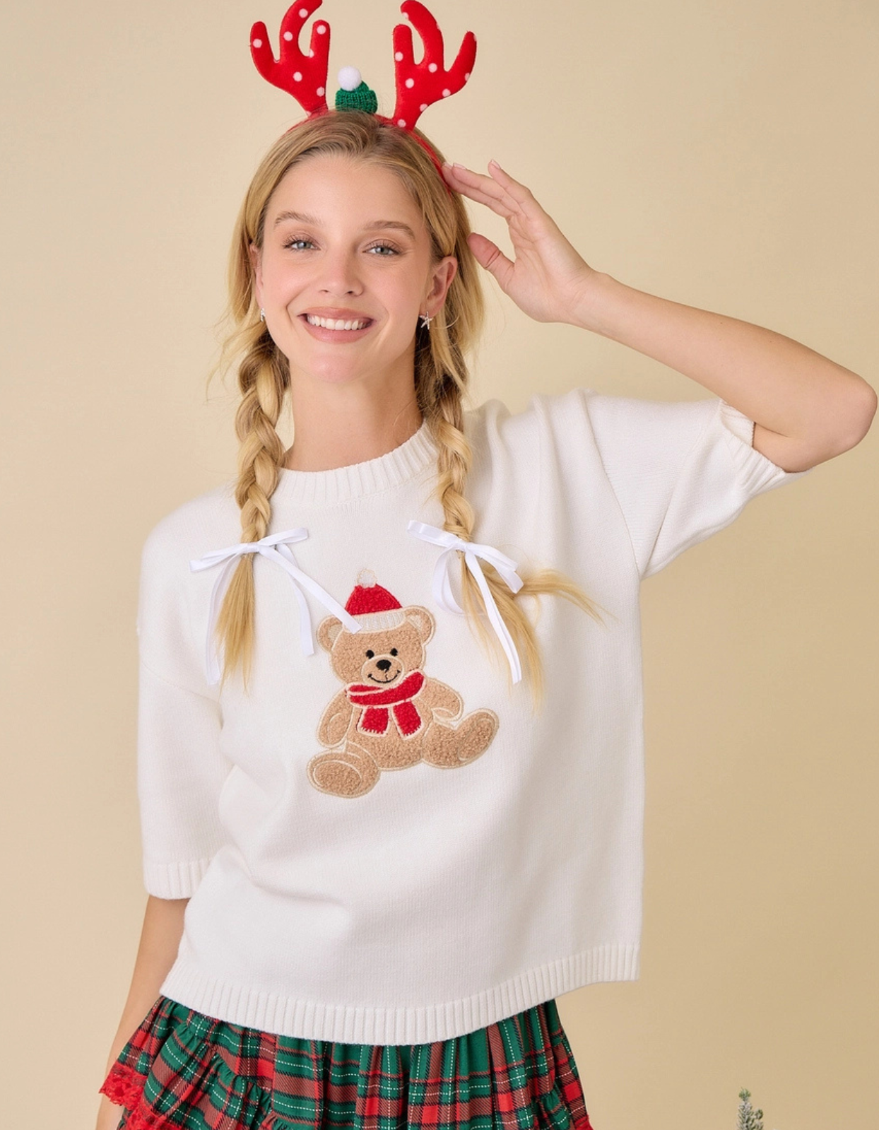 Christmas Teddy Shirt Sleeve Sweater