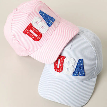 USA Patched Stripe Hats