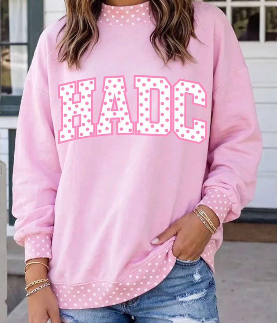 Pink Polka Dot HADC Mock Neck