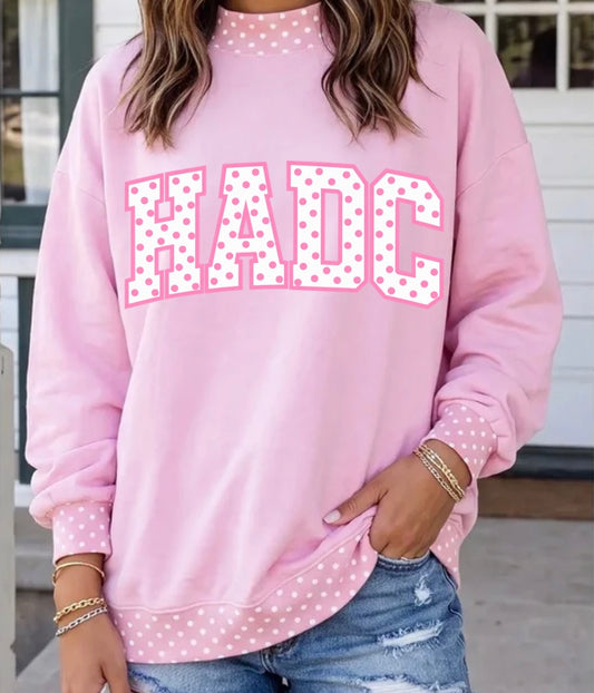 Pink Polka Dot HADC Mock Neck