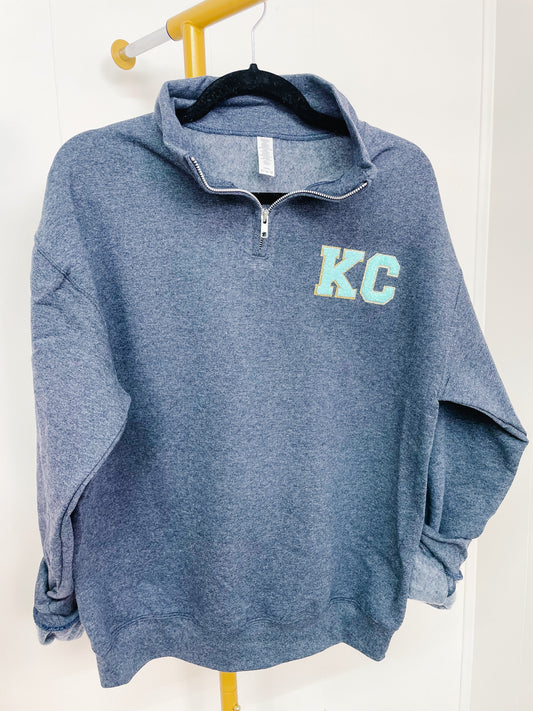 Navy KC Current Front/Back 1/4 Zip