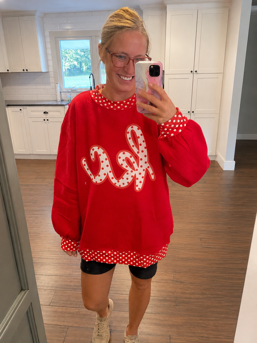 RED Polka Dot kc Mock Neck (READ DESCRIPTION)