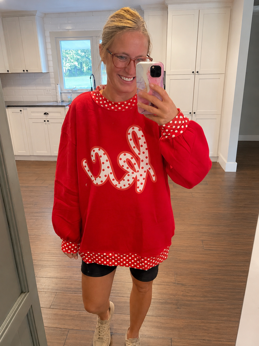 RED Polka Dot kc Mock Neck (READ DESCRIPTION)
