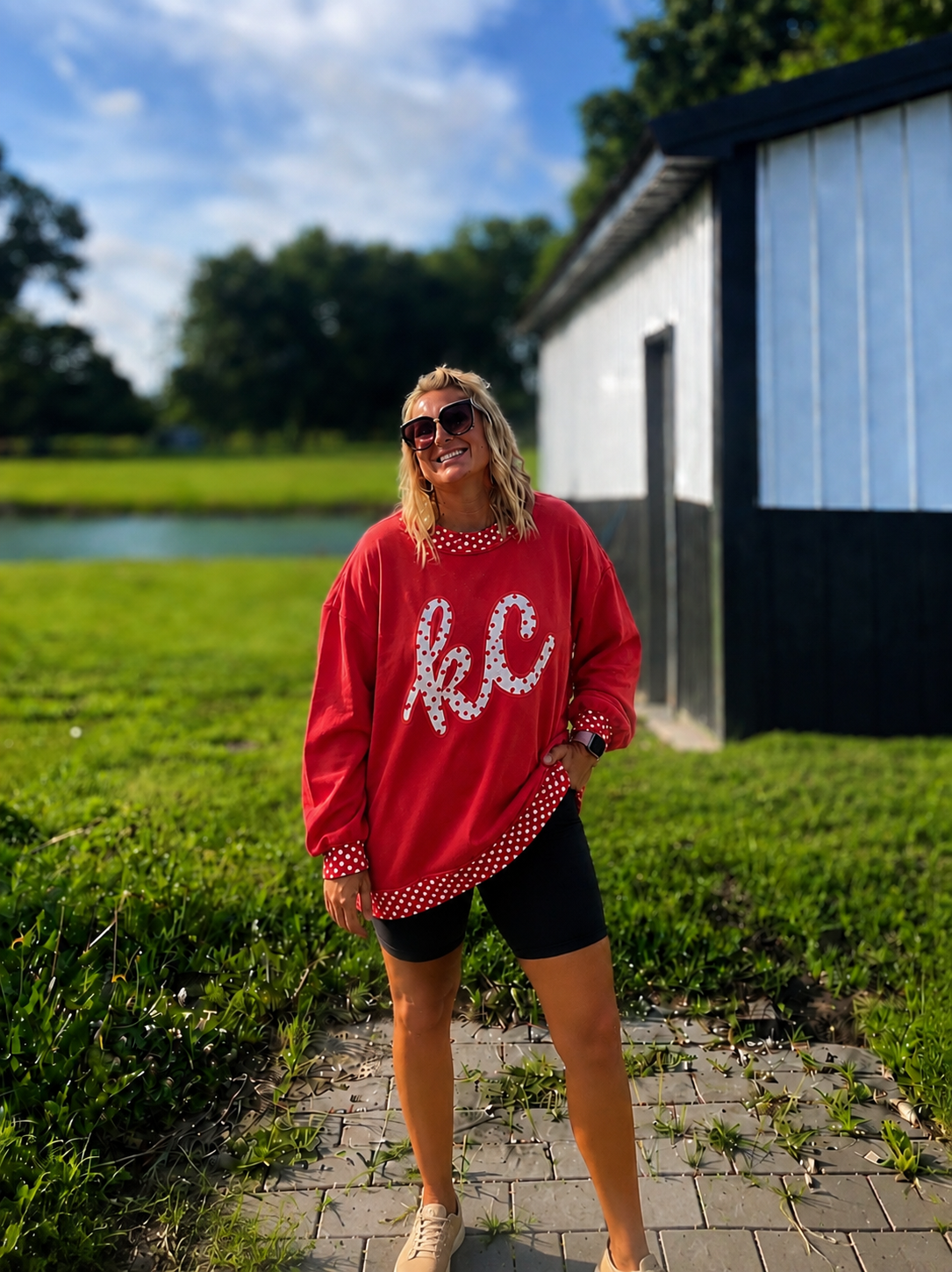 RED Polka Dot kc Mock Neck (READ DESCRIPTION)