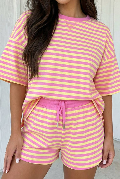 ROSE Stripe Terry Short Set