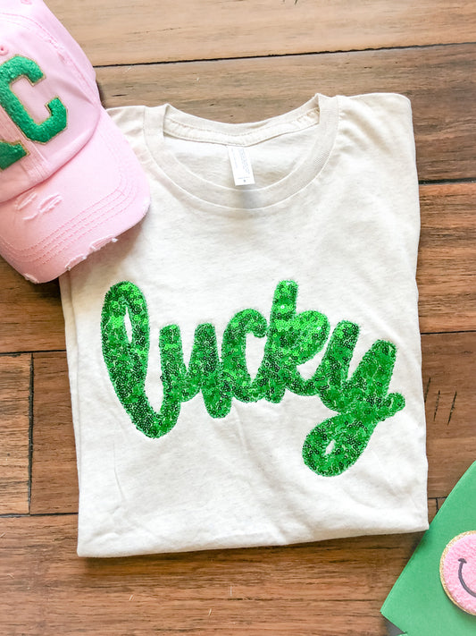 Embroidered Lucky Sequin Tee